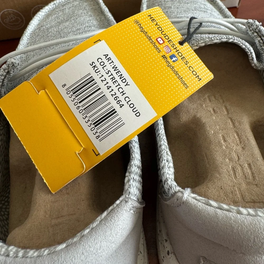 Hey Dude Wendy Stretch Cloud Gray Shoes Women’s 5 New in Box Lightweight Comfort